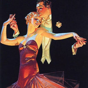 fashion couple dancing, art deco, 8 x 10 Poster print, art deco dance print, antique art print, Arrow shirts ad, premium poster print, image 2