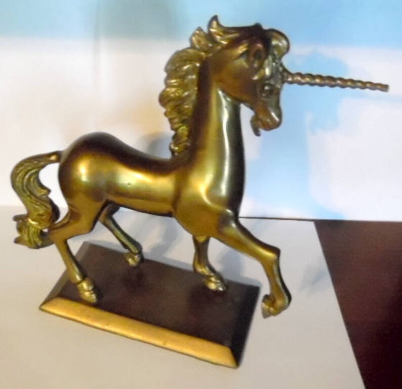 Solid Brass Unicorn 1982 Enesco. Vintage Brass Unicorn Solid Etsy