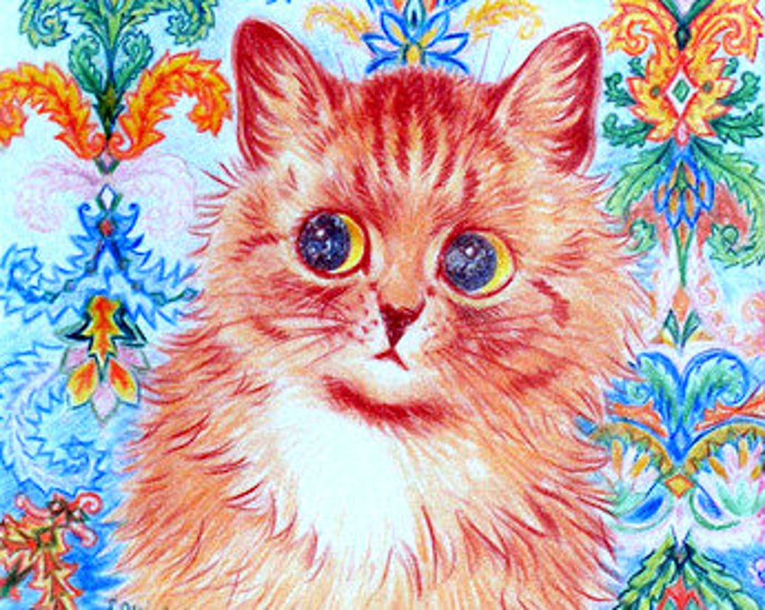 Louis Wain Sitting Cat Print Fleece Blanket