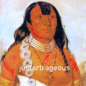 Chief Dohason, War Chief of Kiowa, 1835, George Calin, Indian, Warrior, Tribe. antique western art print, 11x14" Cotton Canvas Print