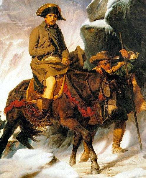 Napoleon Crossing the Alps, 1814, Paul Delaroche, Antique French
