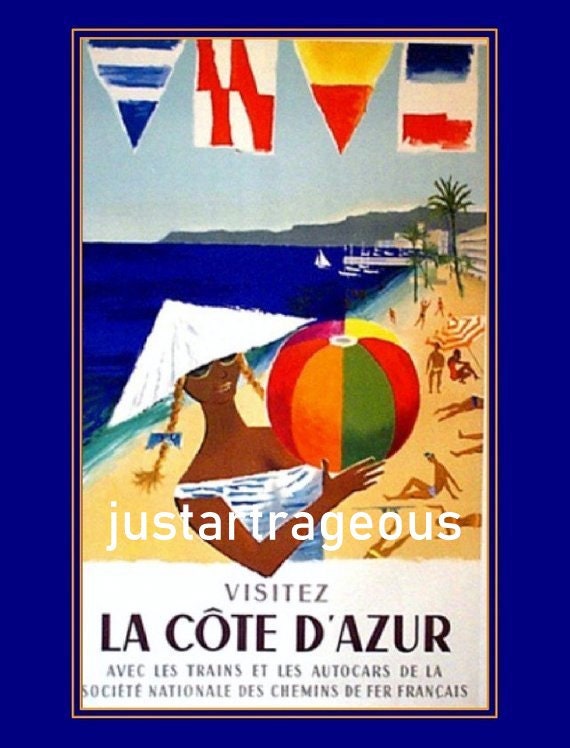 Vintage Blue Train Cote D/'Azur Travel Poster A3//A2//A1 Print