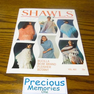 Shawls, by Bucilla, Knit Crochet,  photos and directions for 6 different shawls. how to books, craft books, Craft supply, VG condition