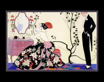 8x10" The Black Dress, Georges Barbier, 1920, Fashion Design