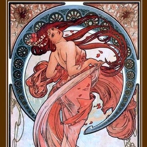 The Dance, by Alphonse Mucha, 1898, art deco era fine art print, dancing poster, dance studio decor, art nouveau, 8x10 canvas art print image 4