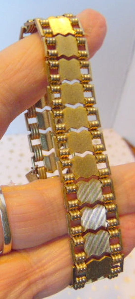 Vintage Gold tone, narrow cuff link bracelet. orna