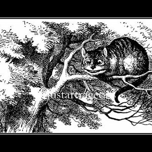 Alice, Adventure in Wonderland, 1869, Cheshire Cat, antique storybook art, Alice in Wonderland,  8x10&quot; premium poster Print