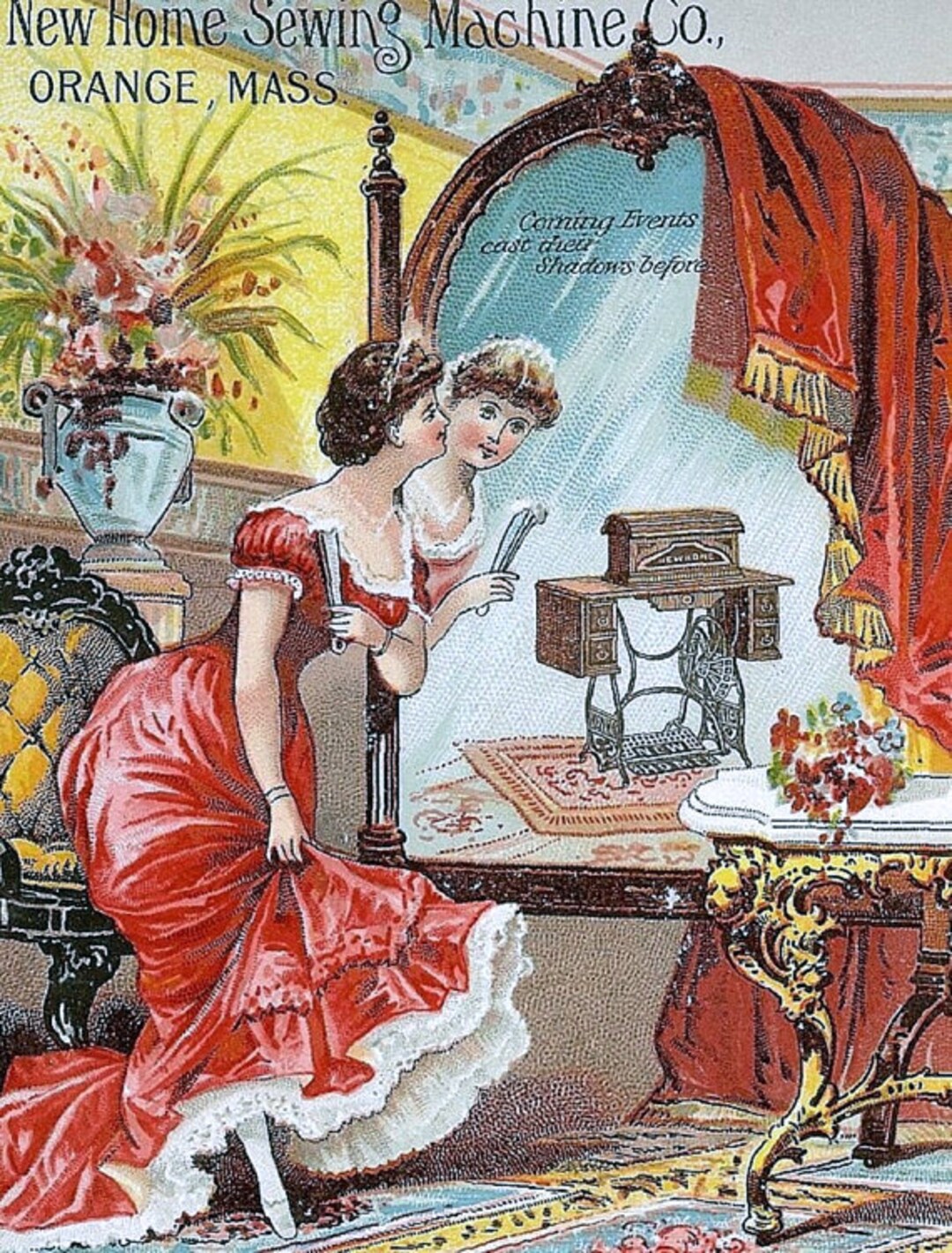 Vintage New Home Sewing Machine Co. Advertisement, 1800s