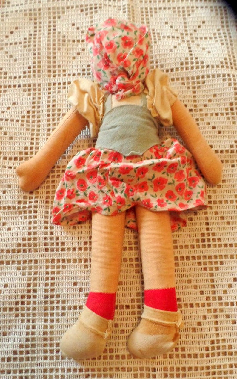 Vintage 1940s50s Cloth Doll With Plastic Mask Face. Etsy