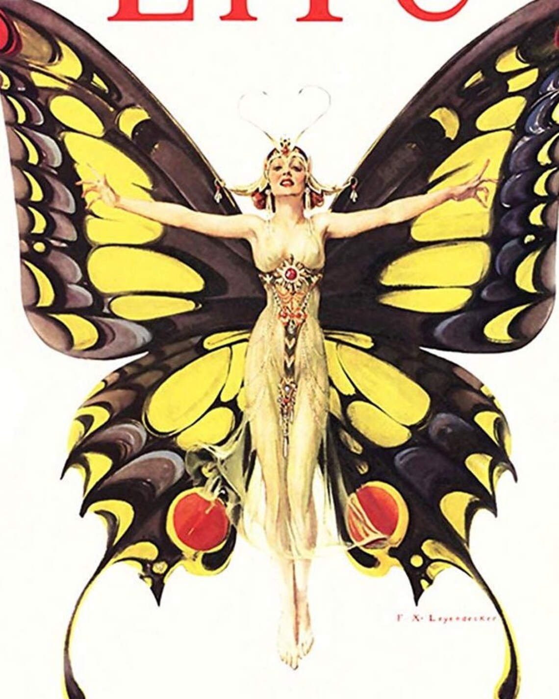 Life Magazine Cover, 1922, Flapper Butterfly, JC Leyendecker, Art Deco ...