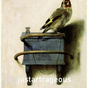 The Goldfinch. by Carel Fabritius, 1654, antique bird prints, birds in art, antique art prints, goldfinch bird, 11x14canvas art print image 1