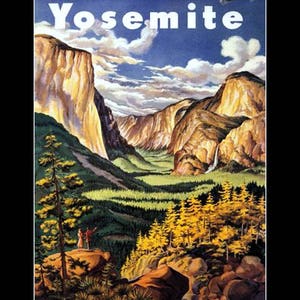Valle de Yosemite, California, Póster de viaje vintage, Póster de turismo, Nacional de EE. UU. parques, See America, impresión en lienzo de 11 x 14 pulg.