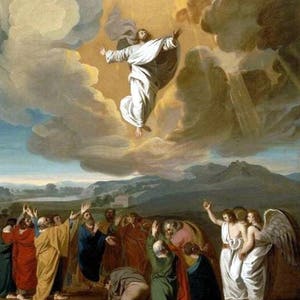 Jesus ascending to heaven 1775 John singleton Copley. religious art, Christian art, antique religious art, 11x14 canvas art print image 1