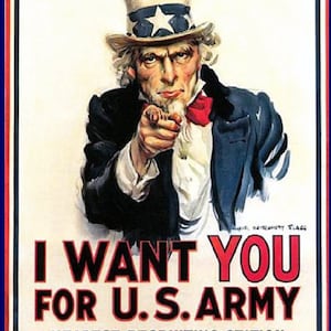 Uncle Sam, I Want You, WWII Recruitment Poster, Military Poster, US ...