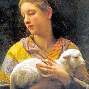 Innocence Shepherdess With New Lamb Farm Animals Religios - Etsy