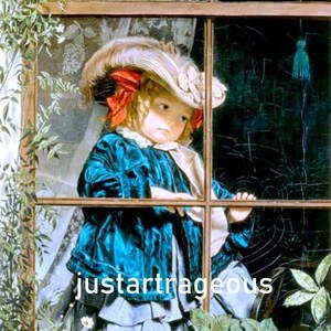 Sophie Anderson&#39;s No Walk Today, 11x14 Canvas Print,dejected  little girl in period costume, Victorian art, Girls room decor, antique art