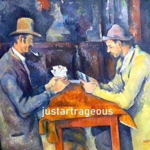 Paul_Cézanne,_1892-95,_Les_joueurs_de_carte, Card Players,Paul Cezanne 1895, antique gaming art, bar decor, man cave decor, canvas art print