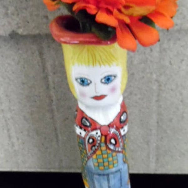 Hand painted lady vase, Eydie by Susan Paley by Ganz.  Home decor vase, boudoir decor,  collectible porcelain vase, ladies vase
