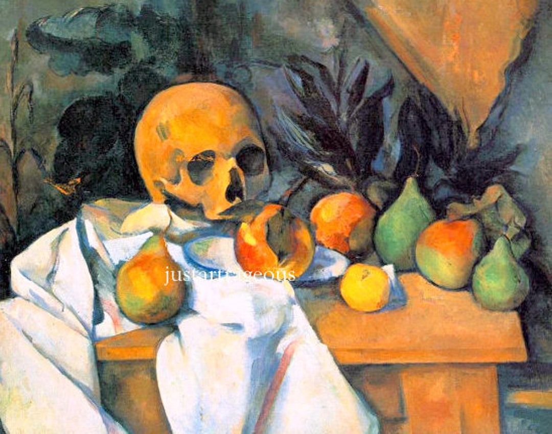 Paul Cezanne, Still Life With Skull, Fruit in Art. Goth Art