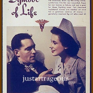WWII Nursing recruitment poster, Symbol of Life.  US Army Nurse Corps. ww2 enlistment poster, 8x10” premium poster paper art print