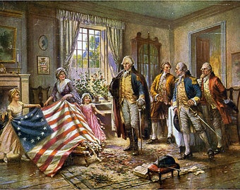 Decoration Poster.Betsy Ross Makes American Flag.Home Room Wall art Design.1417
