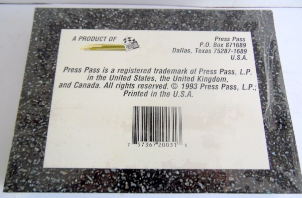 Nascar 1993 Press Pass Inaugural Preview Racing Card Collection