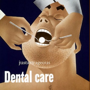 Public-Health-Dental-care-1942. Good on the job, Dental care, dentist office decor, WPA service poster, , 11x14&quot; canvas art print