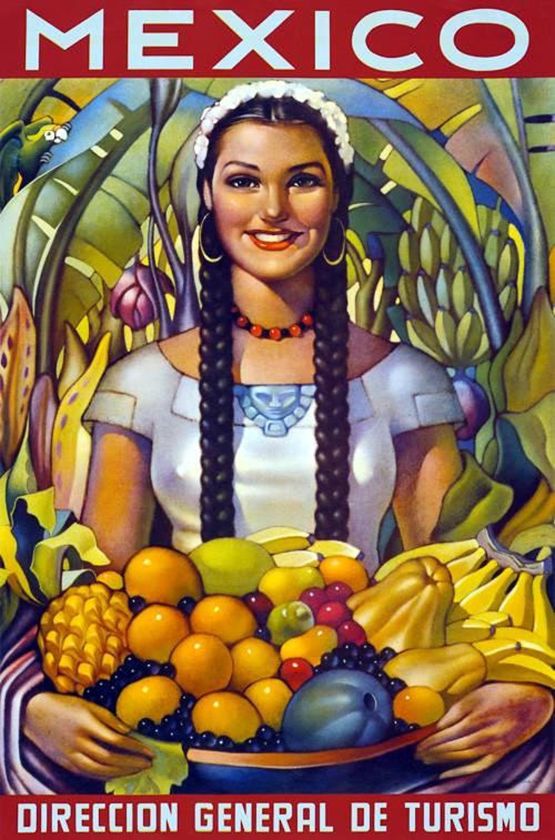 Vintage Travel Poster, Visie Mexico, Lovely Mexican Girl, Mid