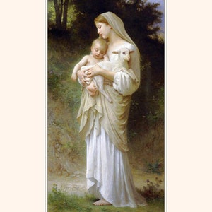 William Adolphe Bouguereau, L'innocence. Shepherdess With Baby & Lamb, Lamb  of God, Religious Art, Antique Art, Canvas Art Prints, Jesus - Etsy