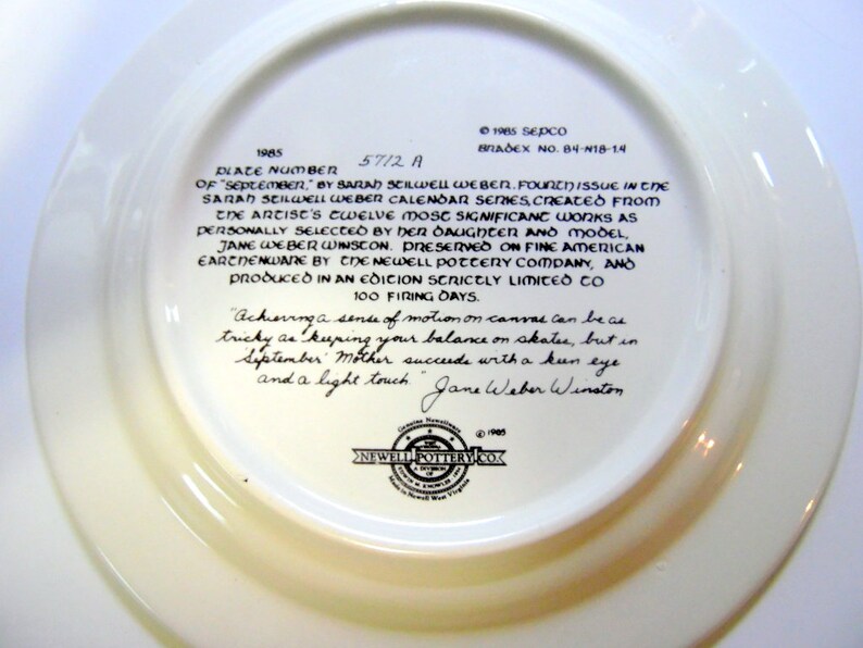 Sarah Stillwell Weber Calendar Collector Plateseptember Etsy