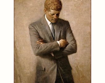 Presidential portrait in the white house of John F Kennedy, US presidents, US History, Democratic presidents  11x14” cotton canvas art print