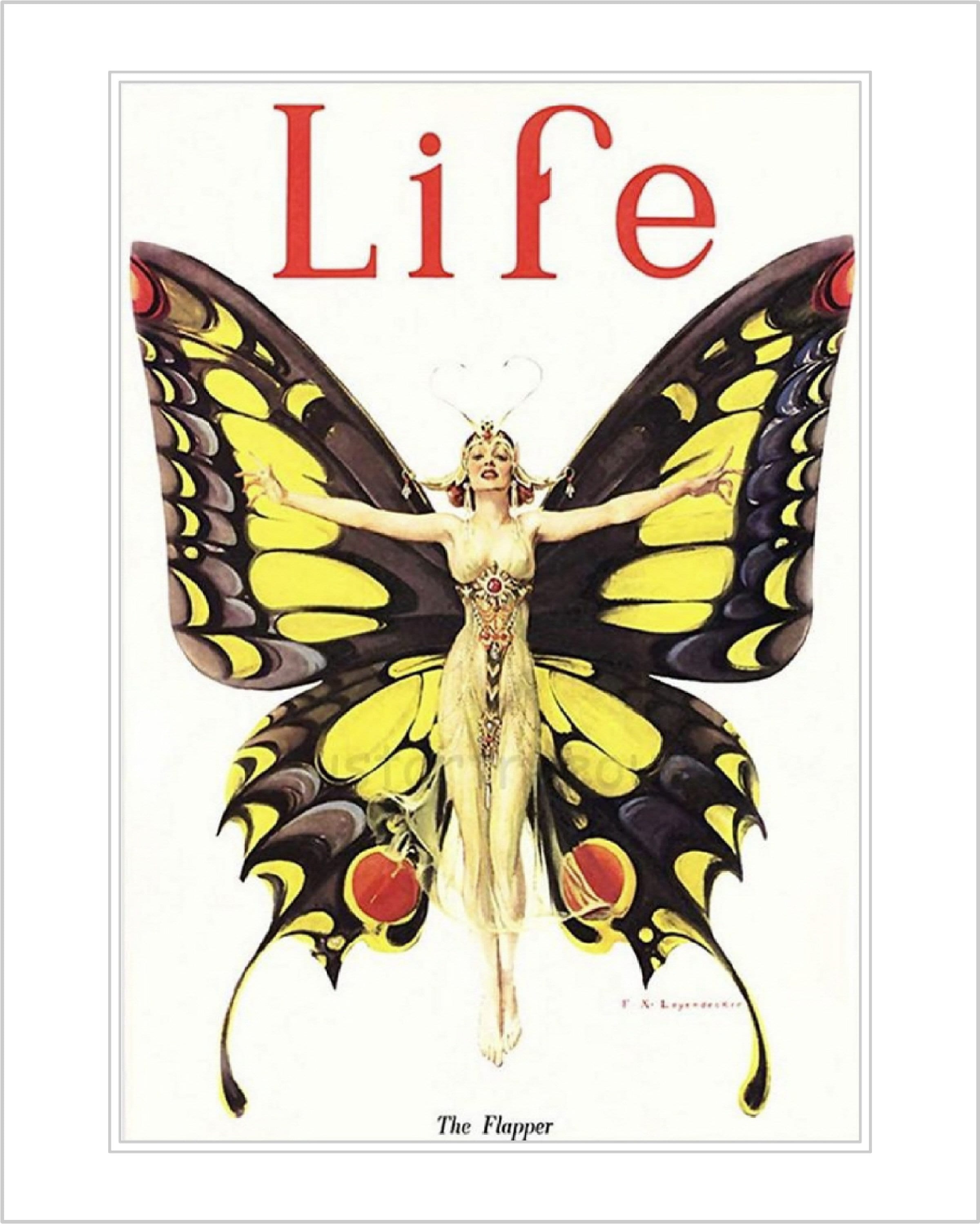 Life Magazine Cover, 1922, Flapper Butterfly, FX Leyendecker, Art