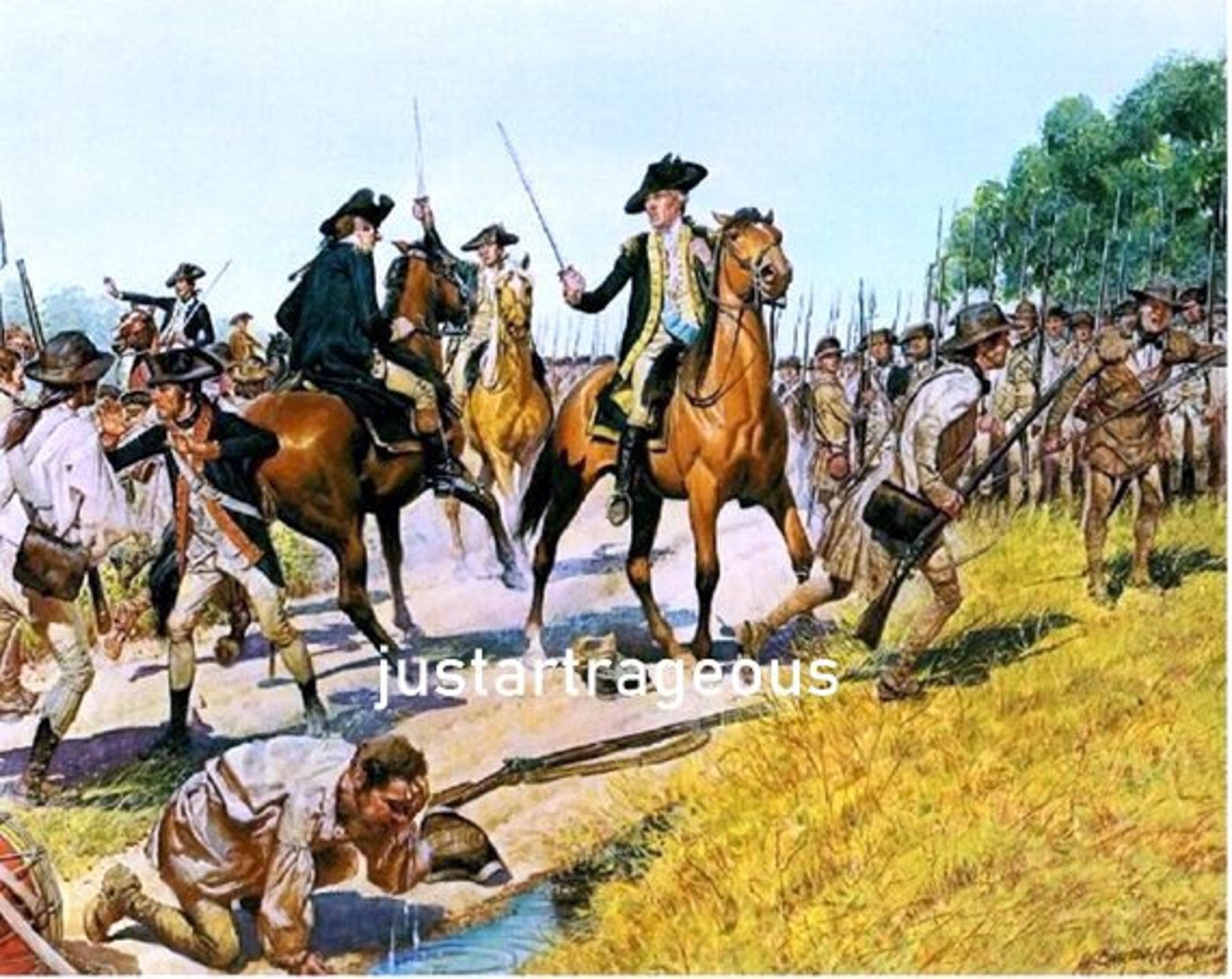 Revolutionary War George Washington Battle Print War Art | Etsy