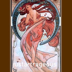 The Dance, by Alphonse Mucha, 1898, art deco era fine art print, dancing poster, dance studio decor, art nouveau, 8x10 canvas art print image 1