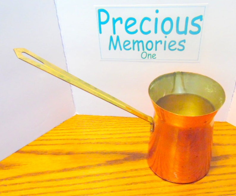 Vintage COPPER melting pot with pour spout brass handle. Etsy