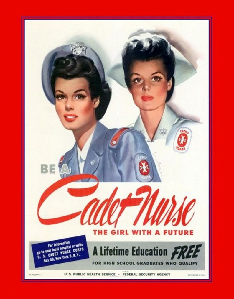 WAR WWII USA ENLIST ARMY NURSE CORPS Poster Military Canvas art Prints