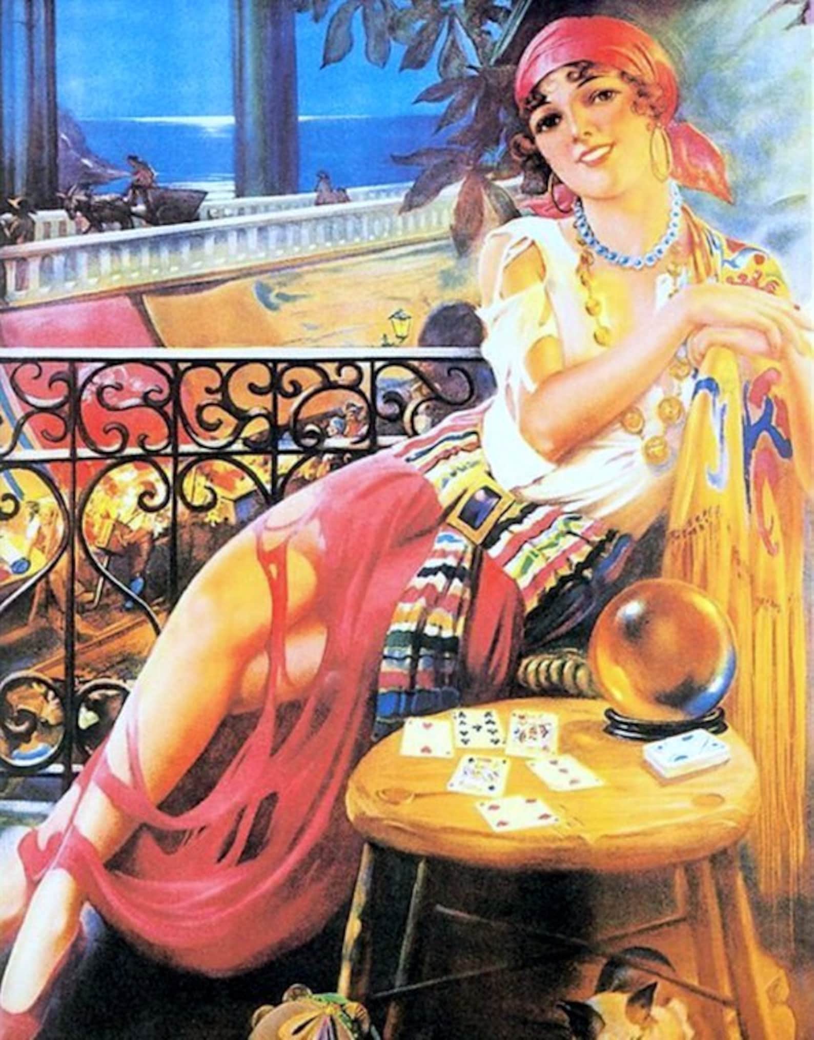 Gypsy Girl Fortune Teller Crystal Ball Tarot Cards Etsy