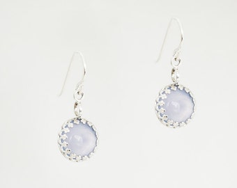 Sterling Silver Decorative Bezel Cabochon Earrings