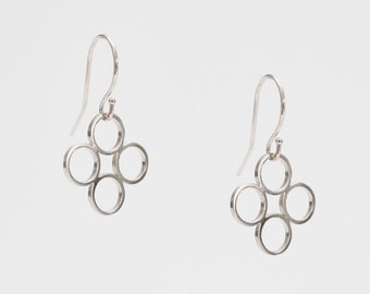 Sterling Silver or 14K Yellow or Rose Gold Four Circle Earrings