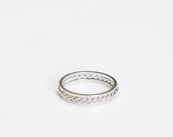 Sterling Silver Square & Twisted Wire Ring