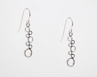 Sterling Silver or 14K Yellow or Rose Gold Long Circles Earrings