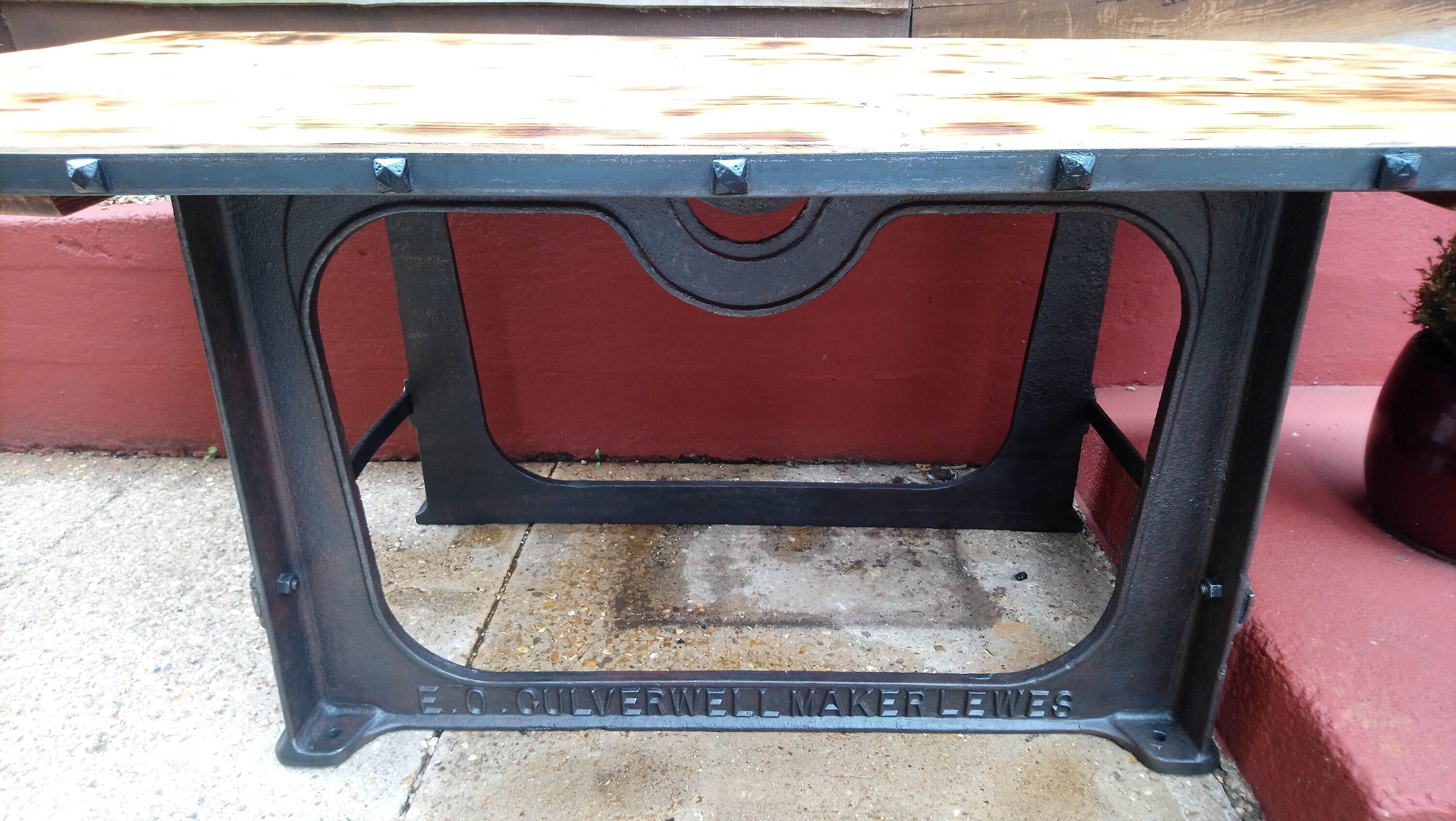 VINTAGE INDUSTRIAL CAST Iron Machine Base Table With Reclaimed Etsy