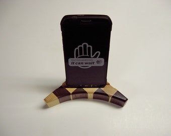 Smartphone Stand Walnut and Maple Checkerboard Style