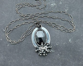 Black Spinel and Hematite Cluster Necklace