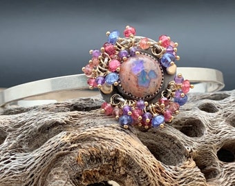 Mexican Cantera Opal Cluster Cuff