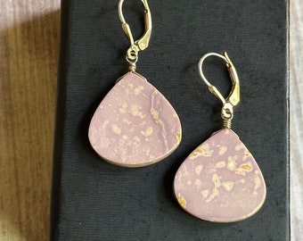 Lavender Phosphosiderite Earrings, Sterling Silver Leverback