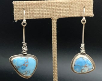 Golden Hills Turquoise Asymmetrical Statement Earrings