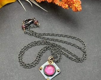 Dainty Pink Tourmaline Artisan Necklace