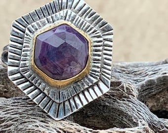 Ruby Hexagon Statement Ring