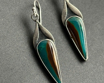 Gem Silica Chrysocolla Artisan Earrings